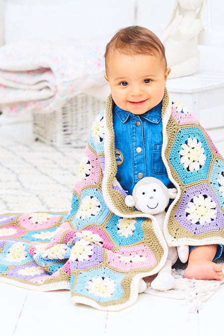 Crochet Daisy Field Blanket in Stylecraft Naturals Bamboo+Cotton 10001