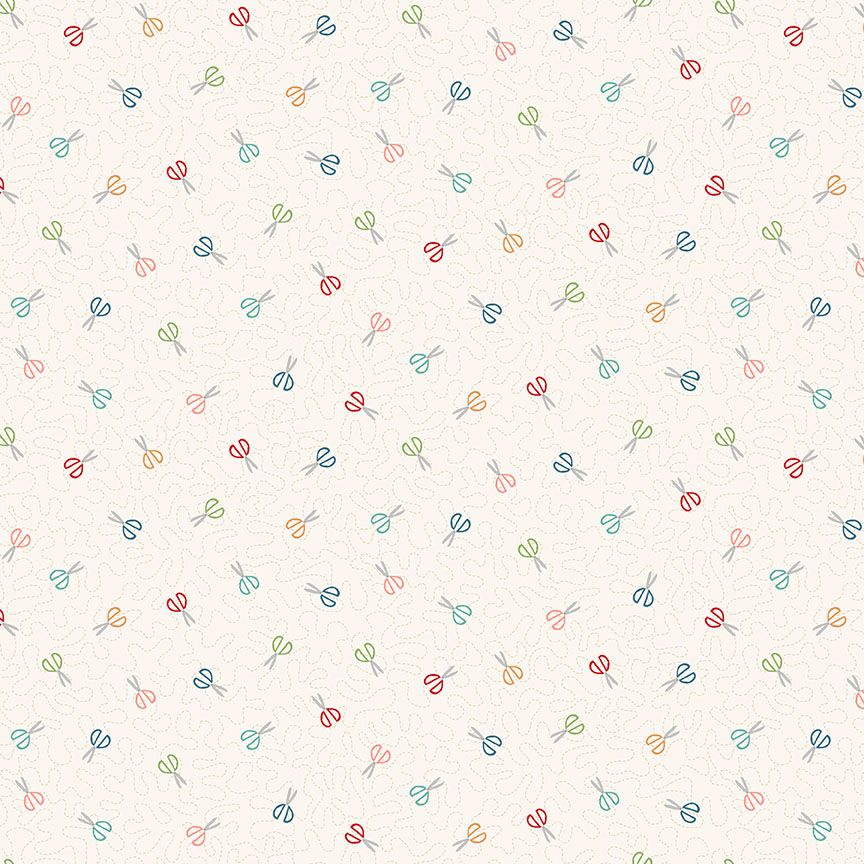Sewing Room by Makower: Scissors - Cream
