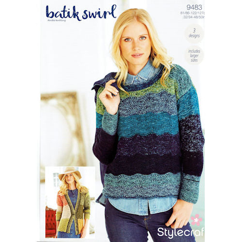 Sweater, Cardigan and Cowl in Stylecraft Batik Swirl 9483 (printed pattern)