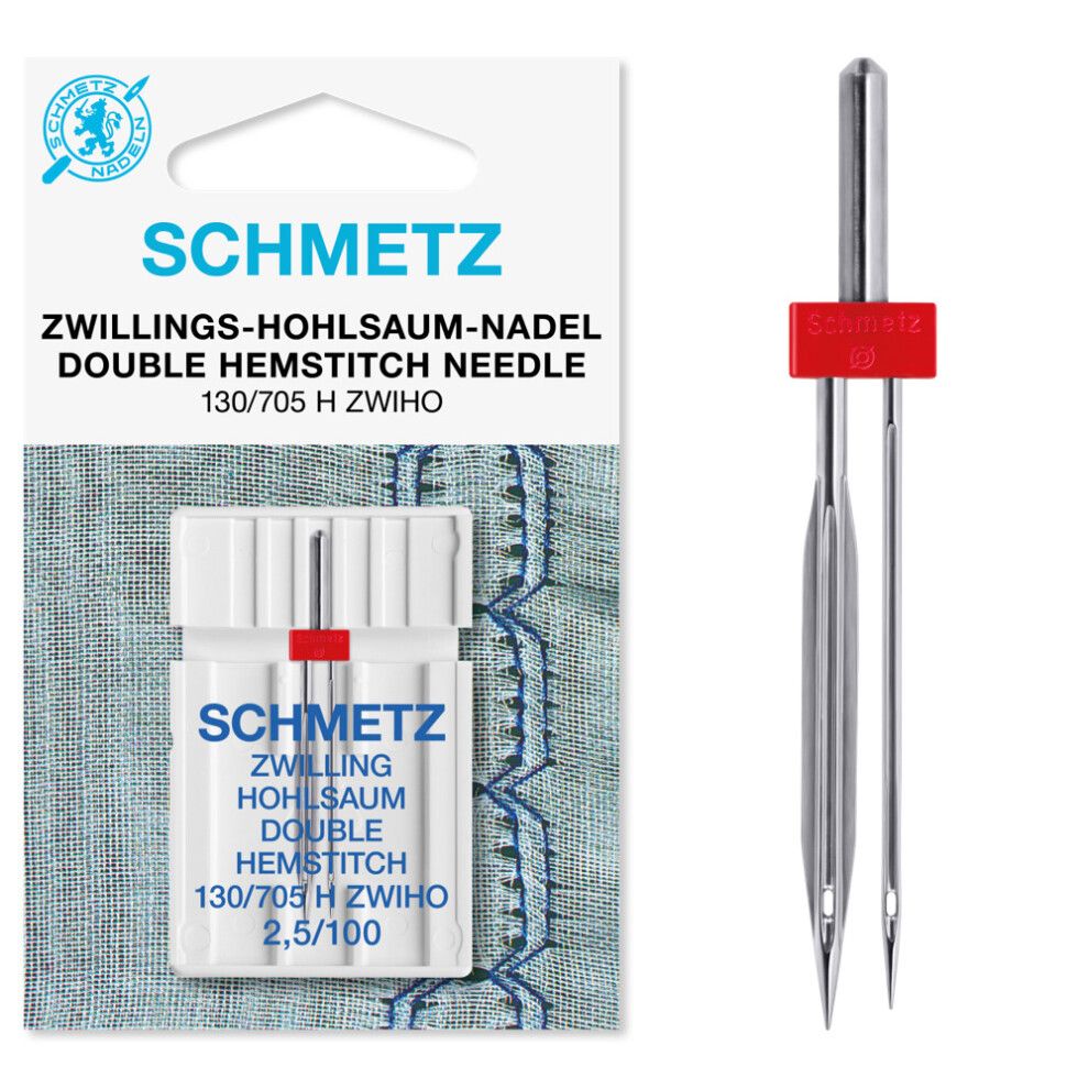 Schmetz Double Hemstitch Sewing Machine Needle 2.5/100 (130/705 H ZWIHO)