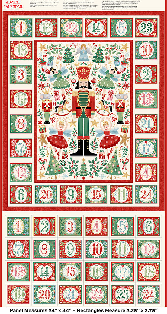 The Nutcracker by Makower: Advent Panel - Cream
