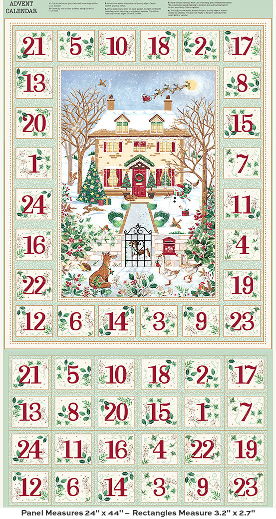 Country Christmas by Makower: Advent Panel - Green