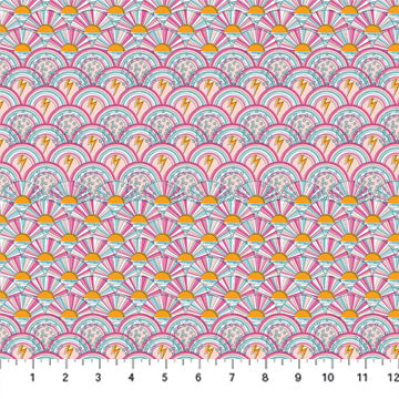 Dreamscape by Josephine Kimberling for Figo Fabrics: Sunshine & Rainbow - Pink Multi