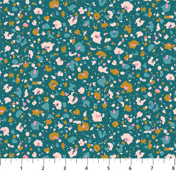 Dreamscape by Josephine Kimberling for Figo Fabrics: Terrazzo Leopard - Teal (90569-10)
