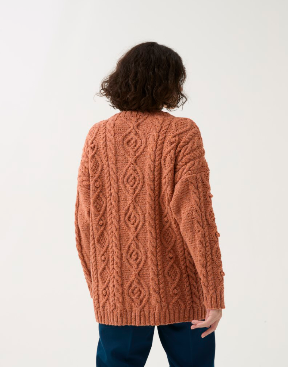 Cable Crew Sweater in Sirdar Loveful 100% Recycled Tweed Blend DK 10785 (printed pattern)