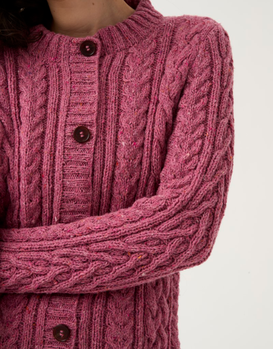 Classic Cable Cardigan in Sirdar Loveful 100% Recycled Tweed Blend DK 10777 (printed pattern)