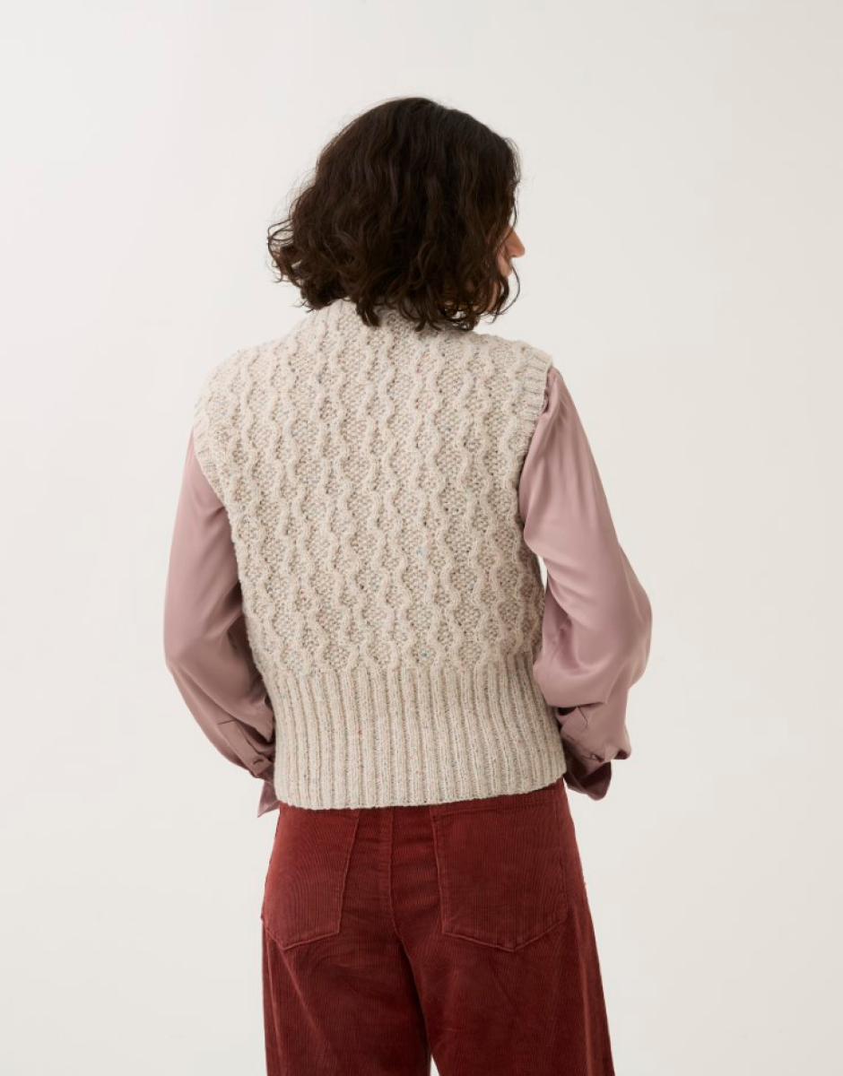 Moss Stitch Vest in Sirdar Loveful 100% Recycled Tweed Blend DK 10784 (printed pattern)