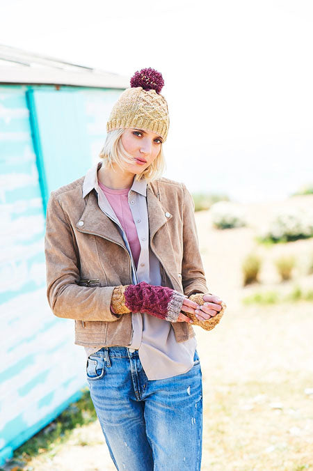 Cardigan, Hat and Wrist Warmers in Stylecraft Batik Swirl 9672