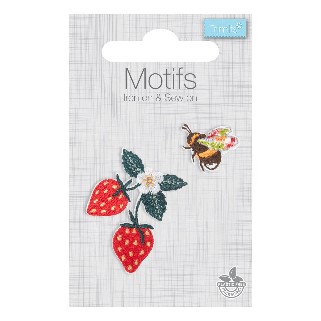 Trimits Strawberry and Bee Iron-on/Sew-on Motif