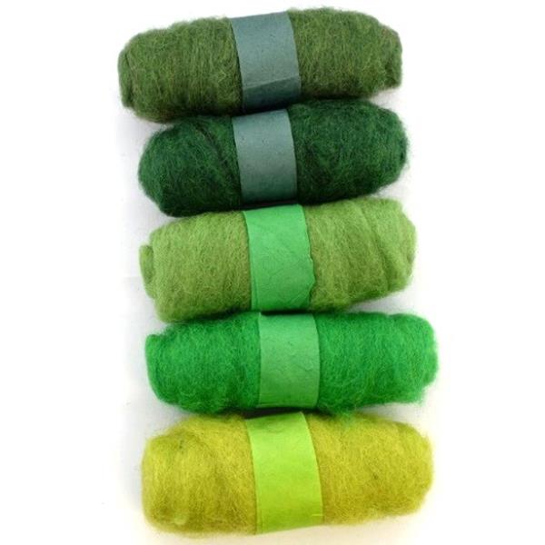 Habico Felting Fibre Wool: Greens