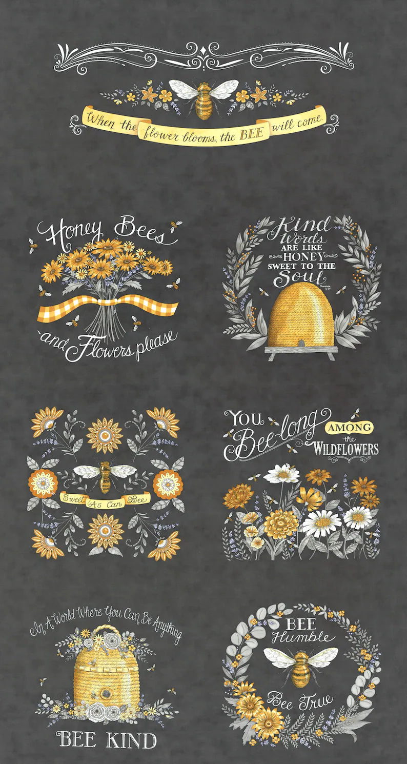 Panel 5: Honey & Lavender by Deb Strain for Moda Fabrics: Charcoal