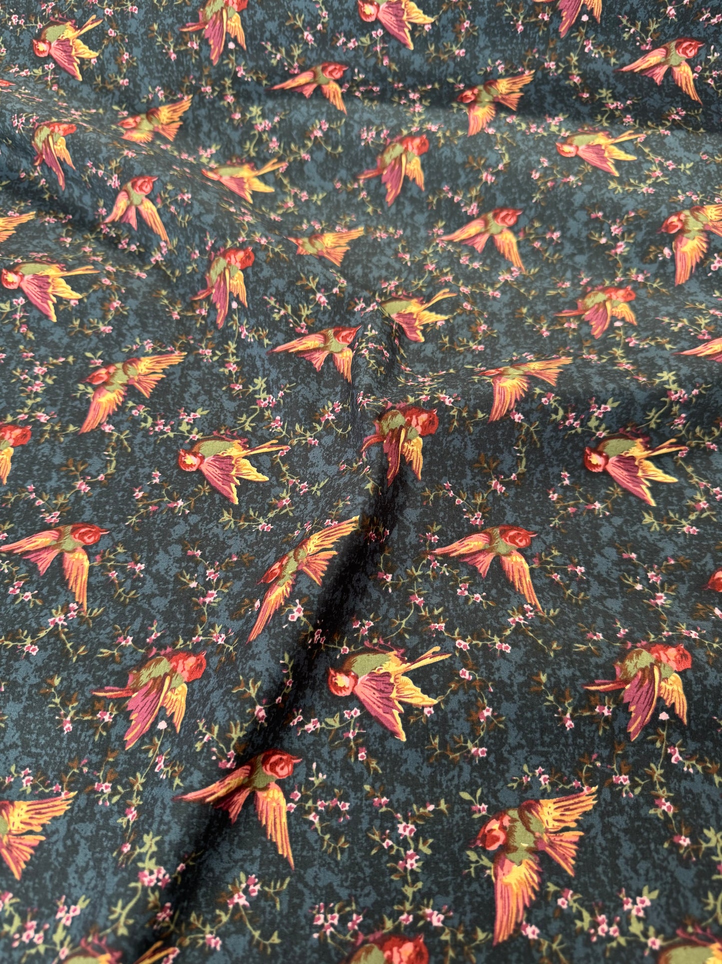 Navy Birds 100% Cotton Lawn