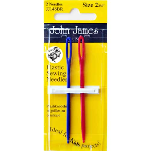 John James Children's Plastic Hand Sewing Needles: Blue & Red (JJ146BR)
