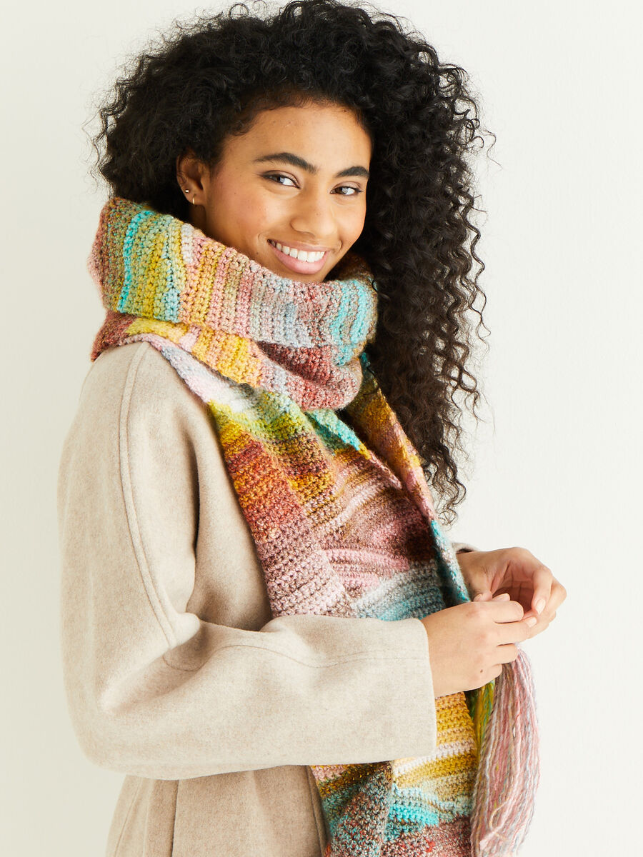 Crochet Fringed Scarf in Sirdar Jewelspun 10289