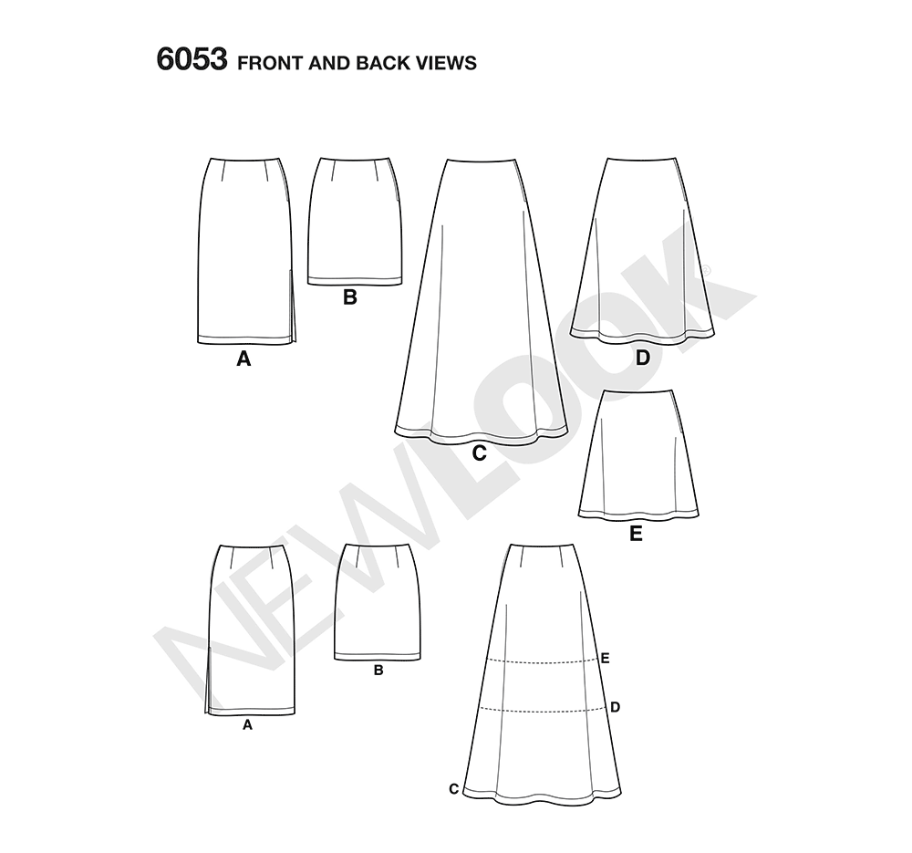 New Look Sewing Pattern 6053: Misses' Skirts