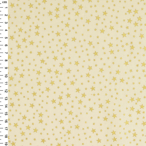 Christmas Cotton Print from Rose & Hubble: Cream/Gold Metallic Stars