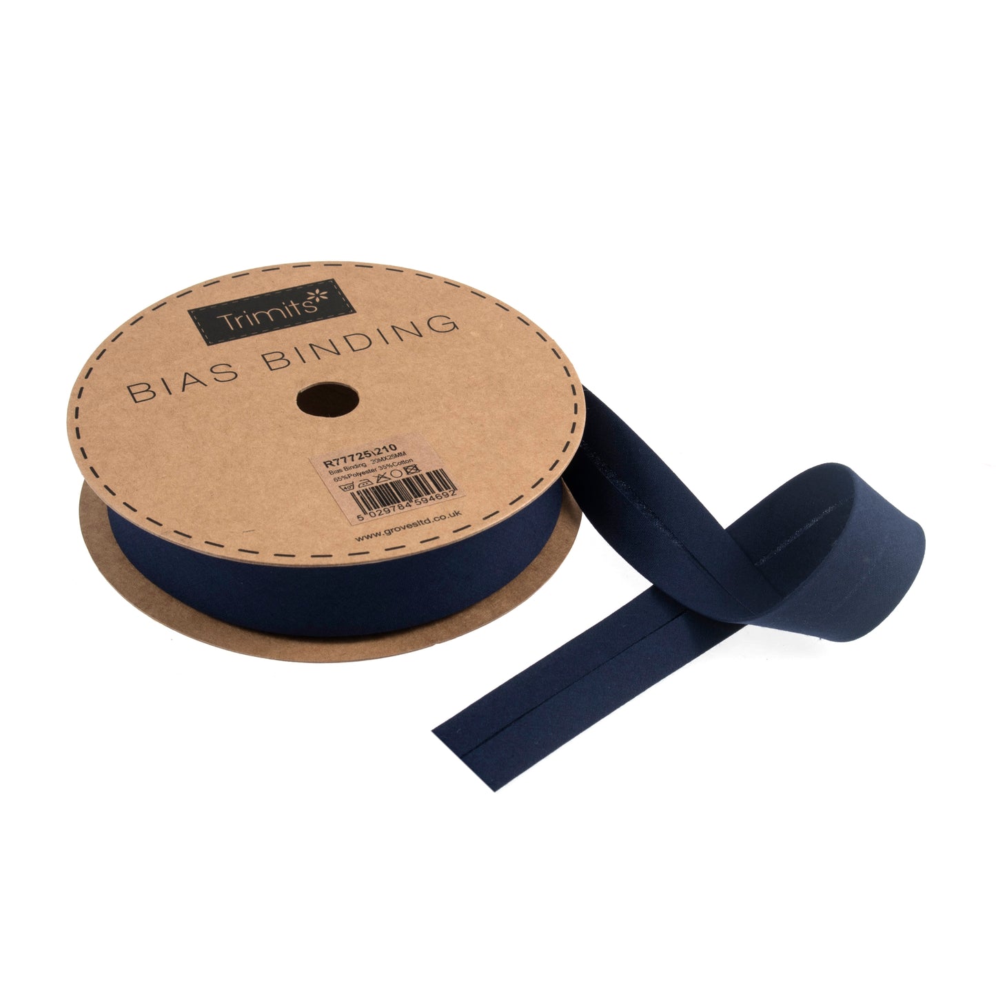 Polycotton Bias Binding 25mm: Navy