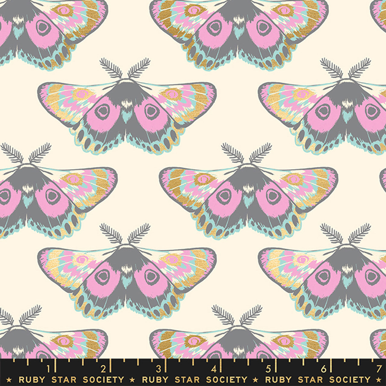 Firefly by Sarah Watts of Ruby Star Society for Moda Fabrics: Glow Moth - Buttercream Metallic (RS2067-11M)