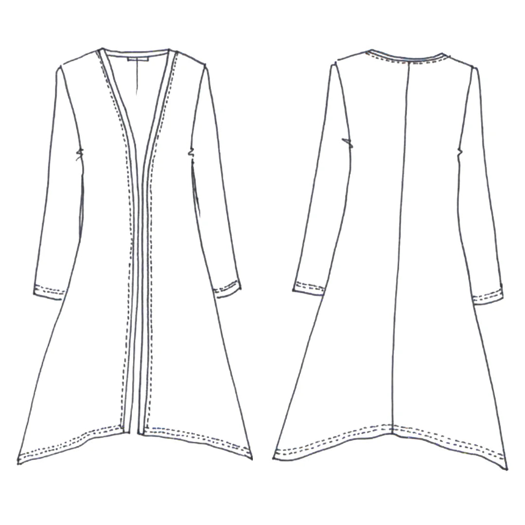 Megan Longline Cardigan by Tessuti (paper sewing pattern)