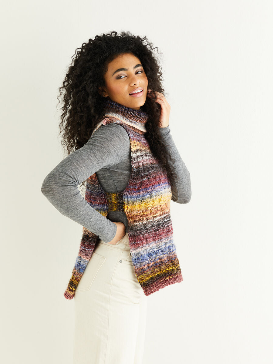 Roll Neck Tie-Side Vest in Sirdar Jewelspun 10292 (printed pattern)