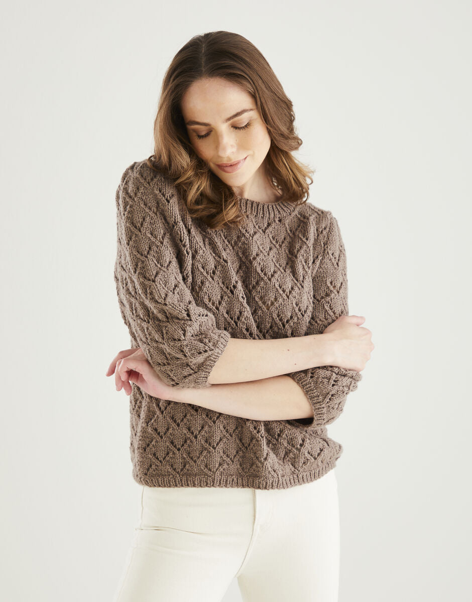 Short Sleeve Sweater in Hayfield Bonus Aran 10604
