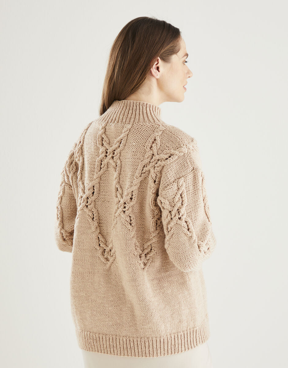 Eyelet Lace Sweater in Hayfield Bonus Aran 10610