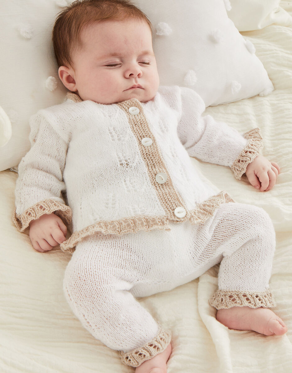 Little Lacy Trouser Suit in Sirdar Snuggly 2 Ply 5523