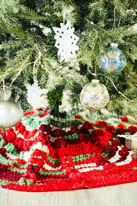 Crocheted Christmas Tree Skirt and Stocking in Stylecraft Winter Magic XL 10030