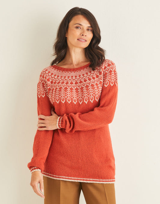 Fair Isle Yoked Sweater in Sirdar Country Classic 4 Ply (10131)
