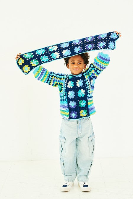 Hexagon Cardigan, Sweater and Scarf in Merry Go Round DK & Special DK (10198)