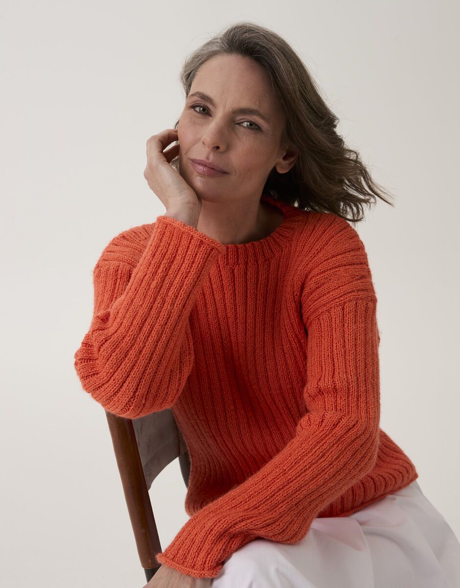 Trumpet Flower Rib Sweater in Sirdar Loveful Bio Blend 10909