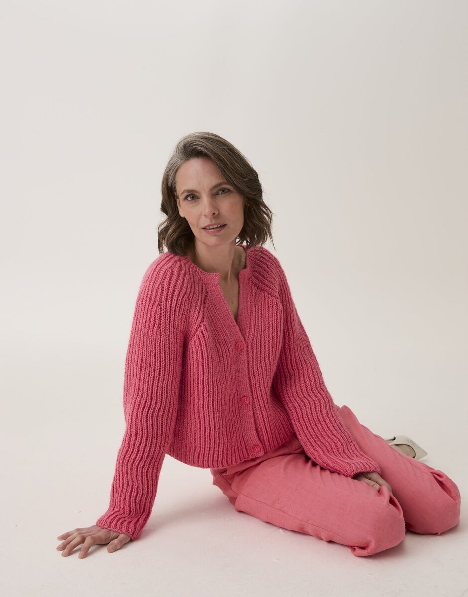 Root System Rib Cardigan in Sirdar Loveful Bio Blend 10913