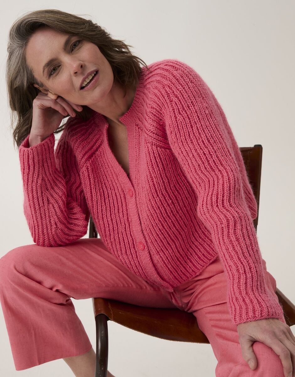Root System Rib Cardigan in Sirdar Loveful Bio Blend 10913