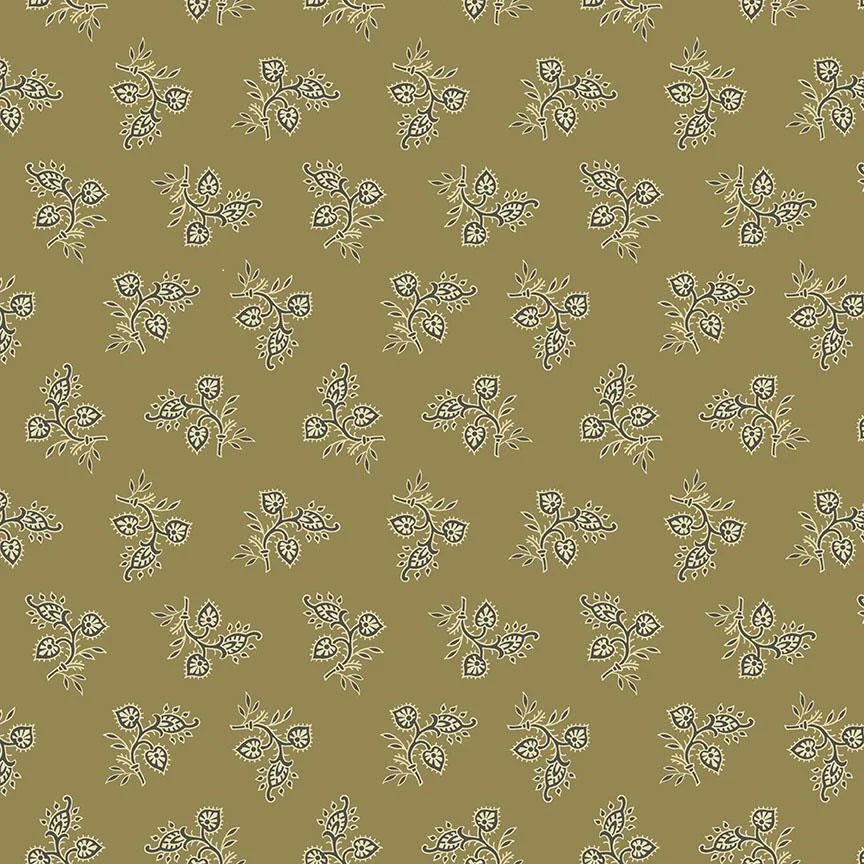 Veranda by Renee Nanneman for Andover Fabrics: Lace Leaf - Bronze Green (152N)