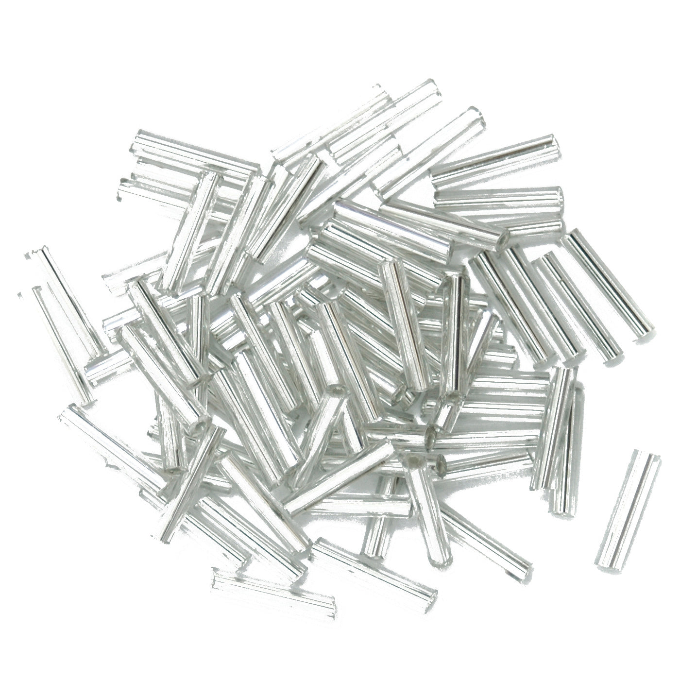 Trimits Long Bugle Beads: Silver
