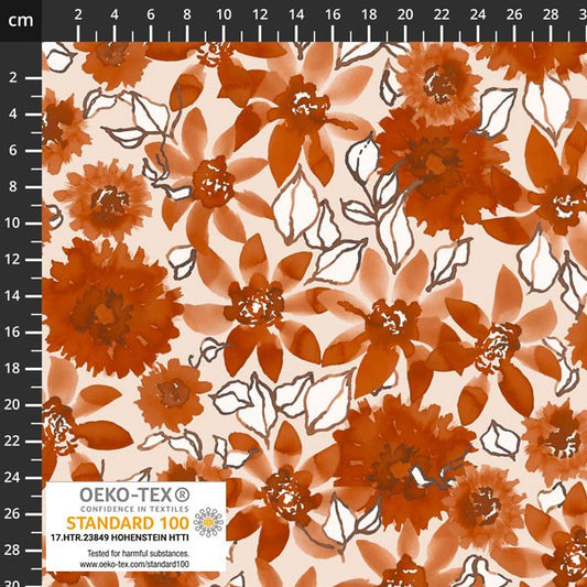 Rust Floral Jersey from Stof Fabrics
