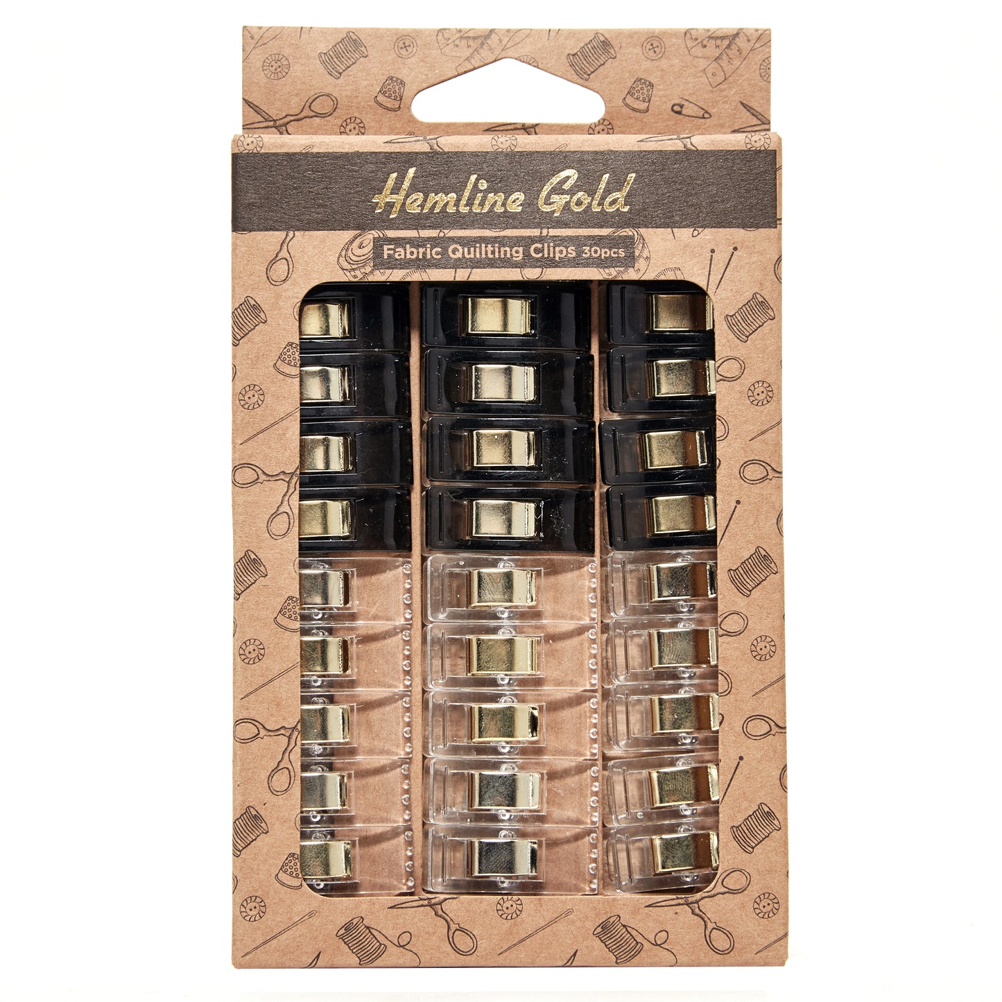 Hemline Gold Fabric Quilting Clips (30 pieces)