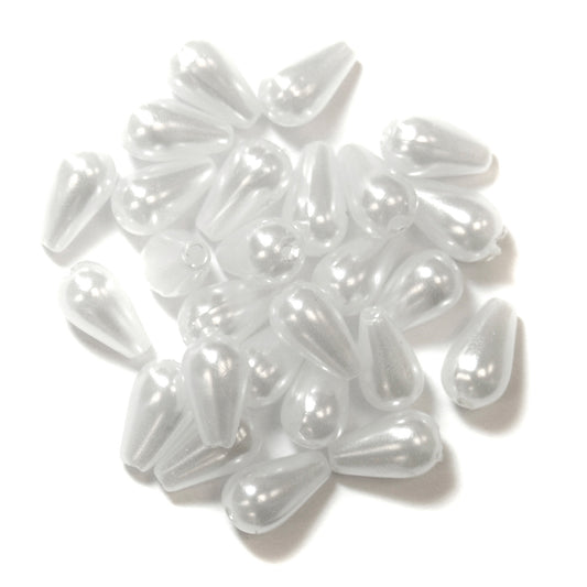 Trimits Pearl Drop Beads 6mm x 9mm: White