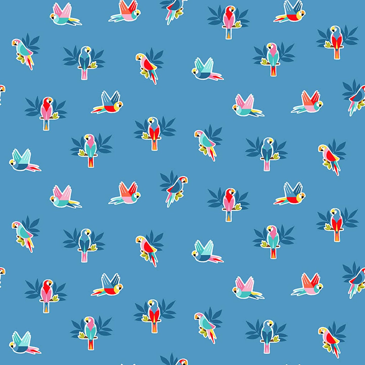 Pool Party by Makower: Parrots - Blue (2443/B)