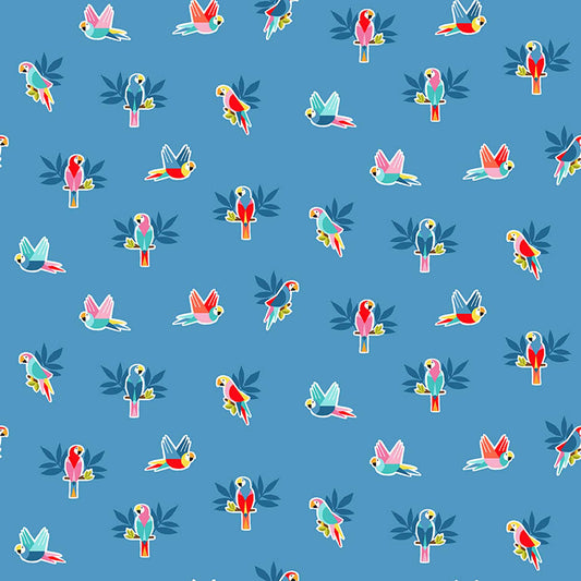 Pool Party by Makower: Parrots - Blue (2443/B)