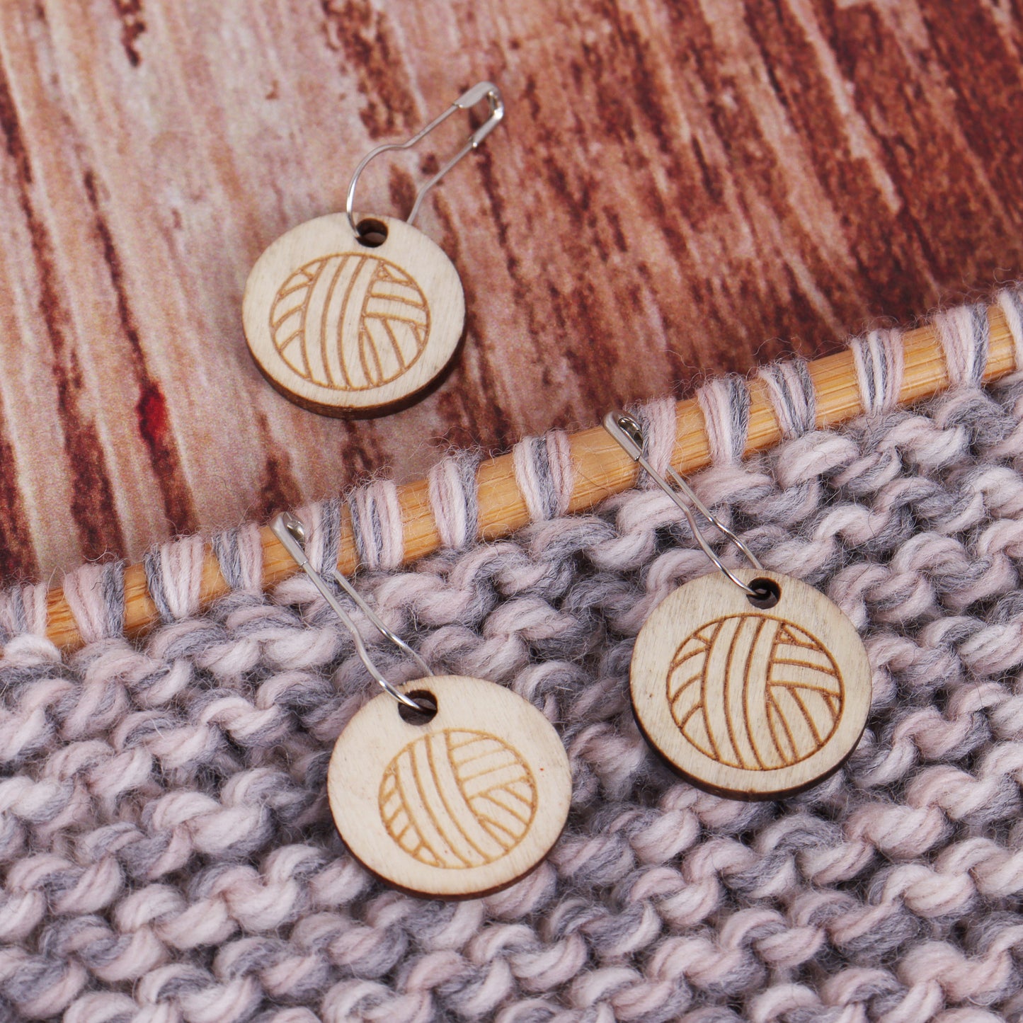 Milward Wooden Stitch Markers: Yarn Balls