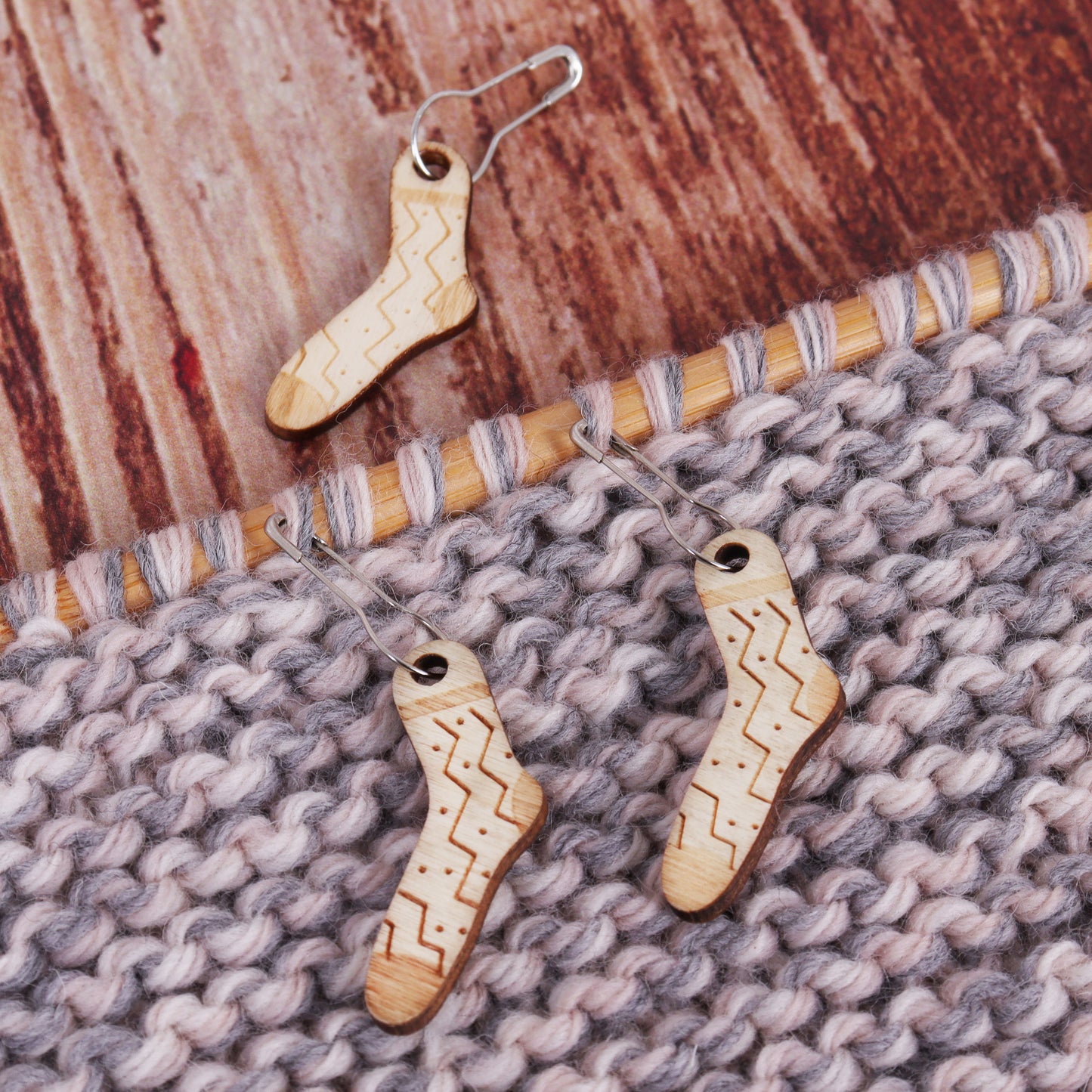 Milward Wooden Stitch Markers: Woollen Socks
