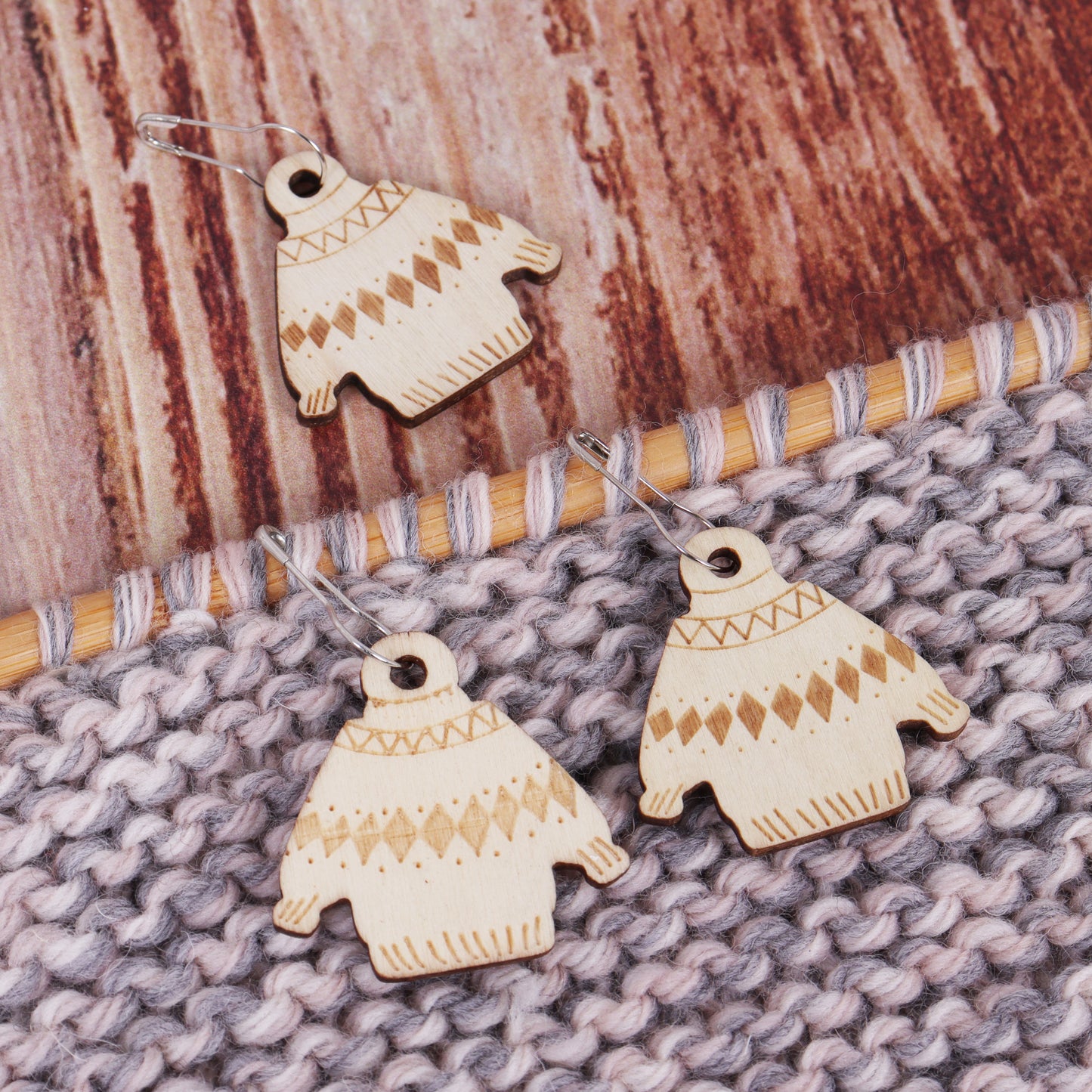 Milward Wooden Stitch Markers: Woollen Jumper