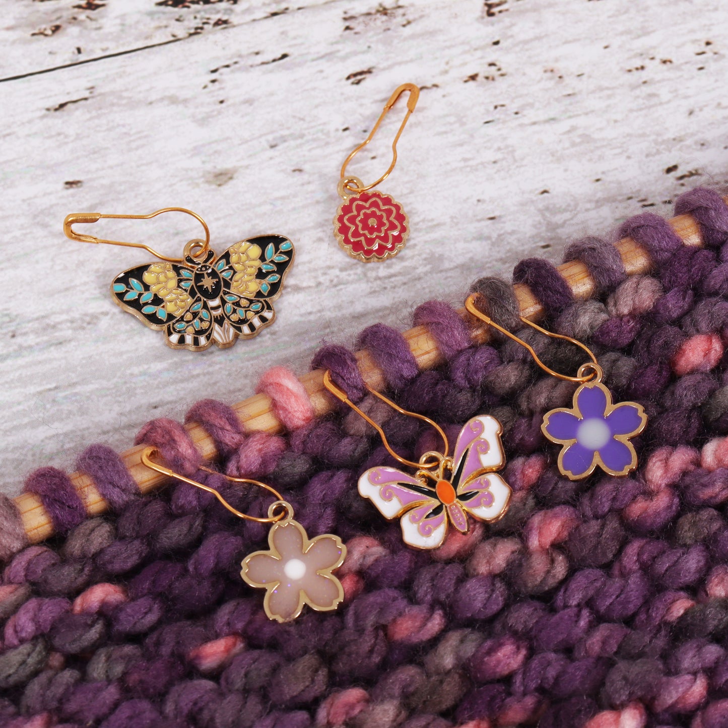 Milward Metal Stitch Markers: Butterfly Garden