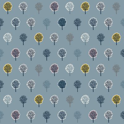 Heather and Sage by Makower: Trees - Blue (2529/B)