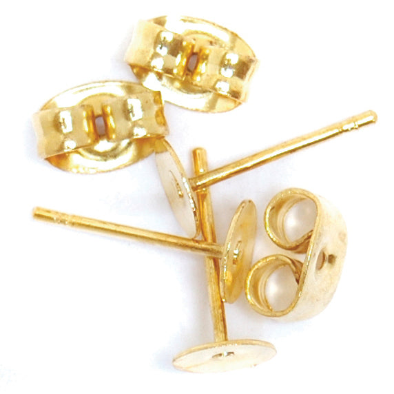 Trimits Ear Post - Flat Stud and Scroll: Gilt