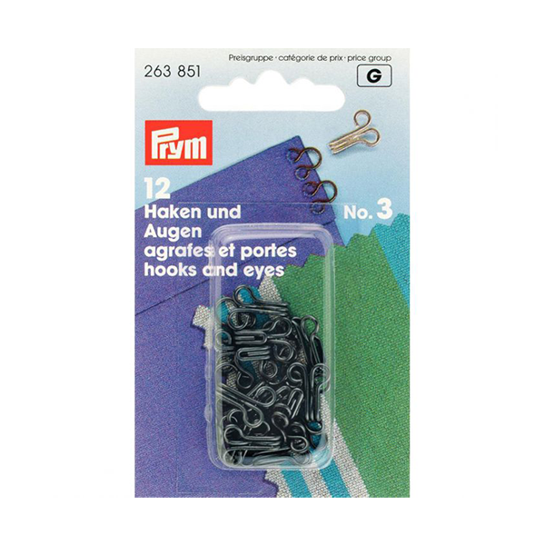 Prym Hooks and Eyes No.3: Black