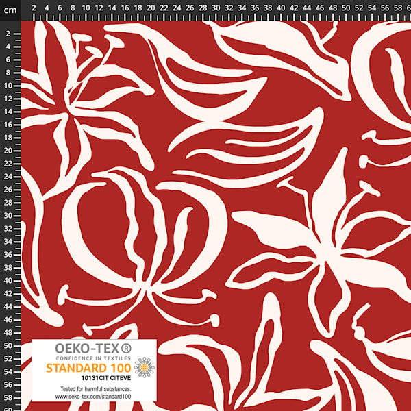 Light & Lush Viscose Twill: Red/White Abstract Floral