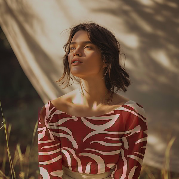 Light & Lush Viscose Twill: Red/White Abstract Floral