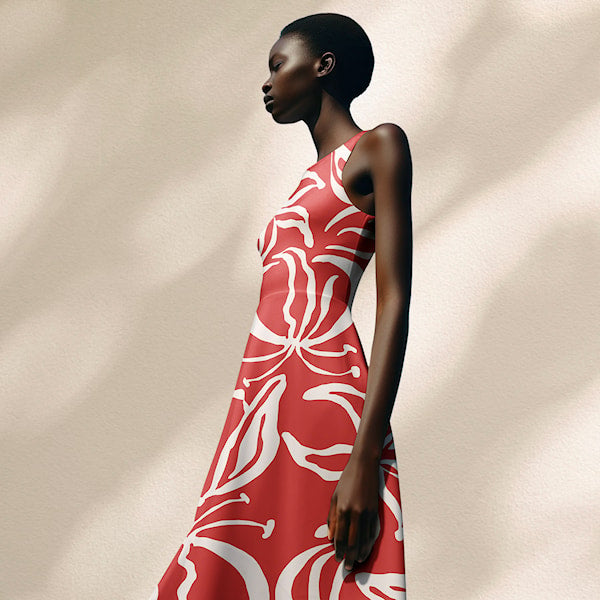 Light & Lush Viscose Twill: Red/White Abstract Floral